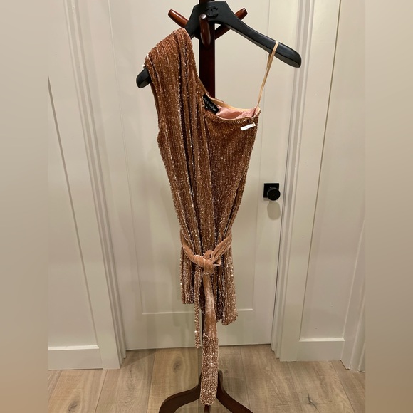 RETROFETE Gabrielle Sequined Wrap Dress in Bronze Size M -$675 - Picture 13 of 15